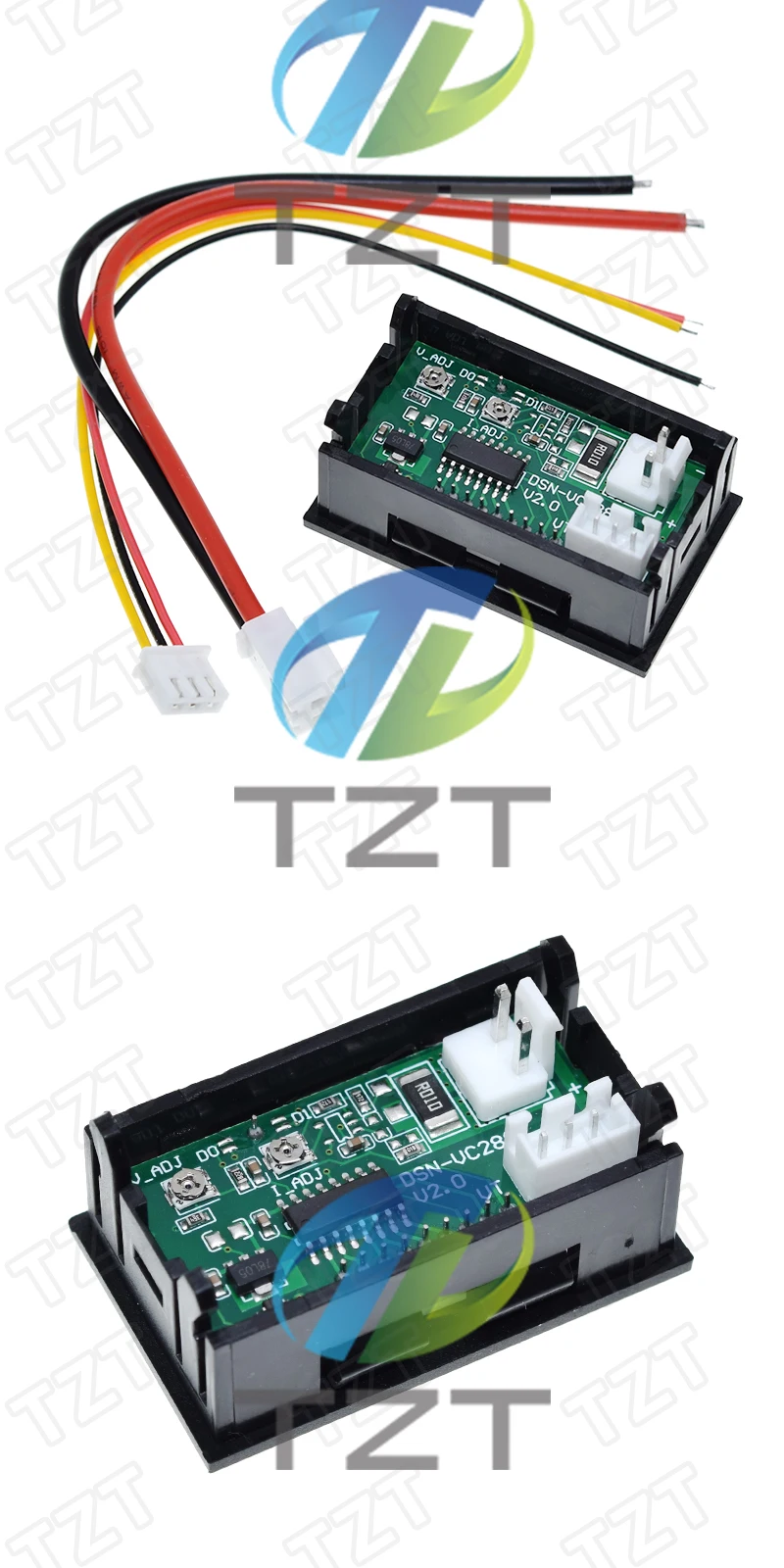 TZT DC 0-100V 10A Digital Voltmeter Ammeter Dual Display Voltage Detector Current Meter Panel Amp Volt Gauge 0.28" Red Blue LED