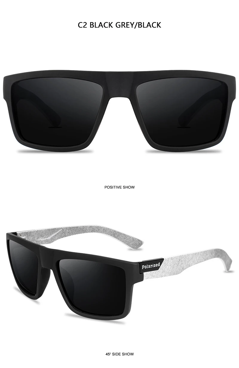 Fashion Black Polarized Sunglasses Men Women Classic Square Male Sun Glasses Stylish Outdoor Driving Fishing Sports Shades UV400