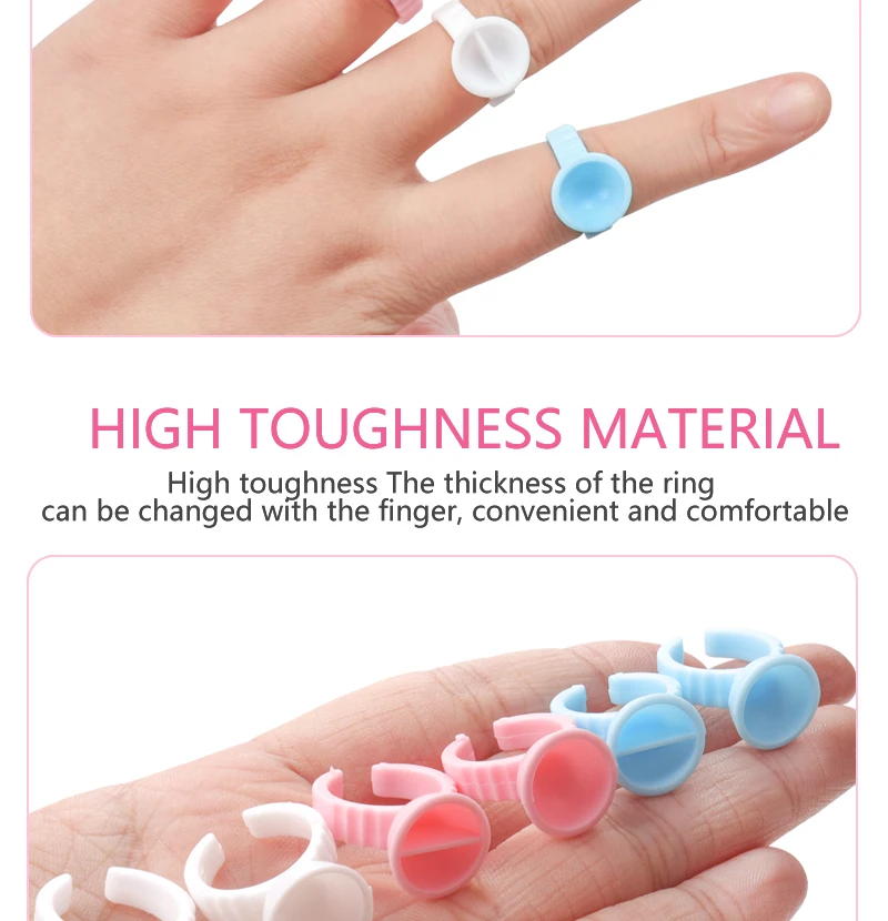 100Pcs Disposable False Lashes Glue Ring Cup Adhesive Pallet for Eyelash Extension Holder Container Tattoo Pigment Makeup Tools
