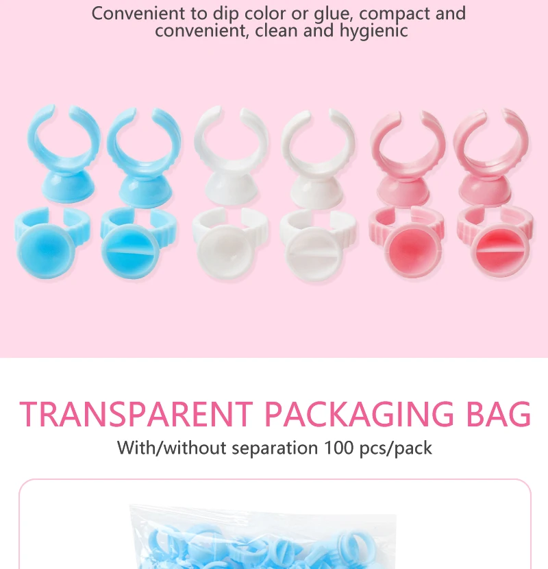 100Pcs Disposable False Lashes Glue Ring Cup Adhesive Pallet for Eyelash Extension Holder Container Tattoo Pigment Makeup Tools
