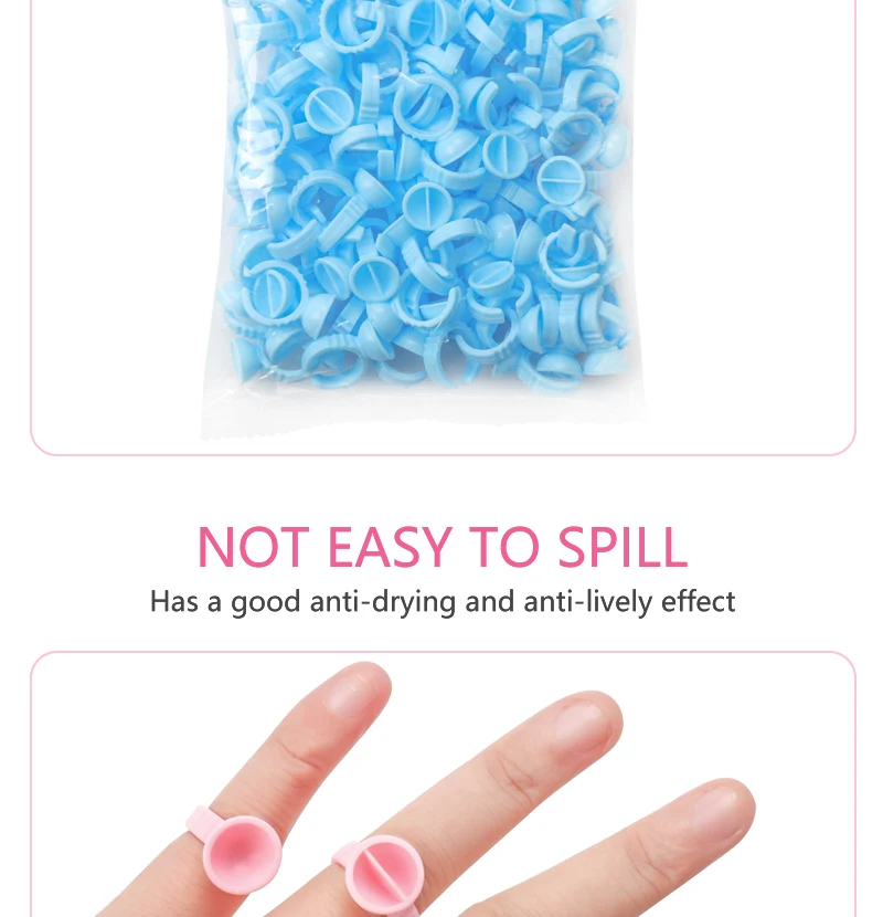 100Pcs Disposable False Lashes Glue Ring Cup Adhesive Pallet for Eyelash Extension Holder Container Tattoo Pigment Makeup Tools