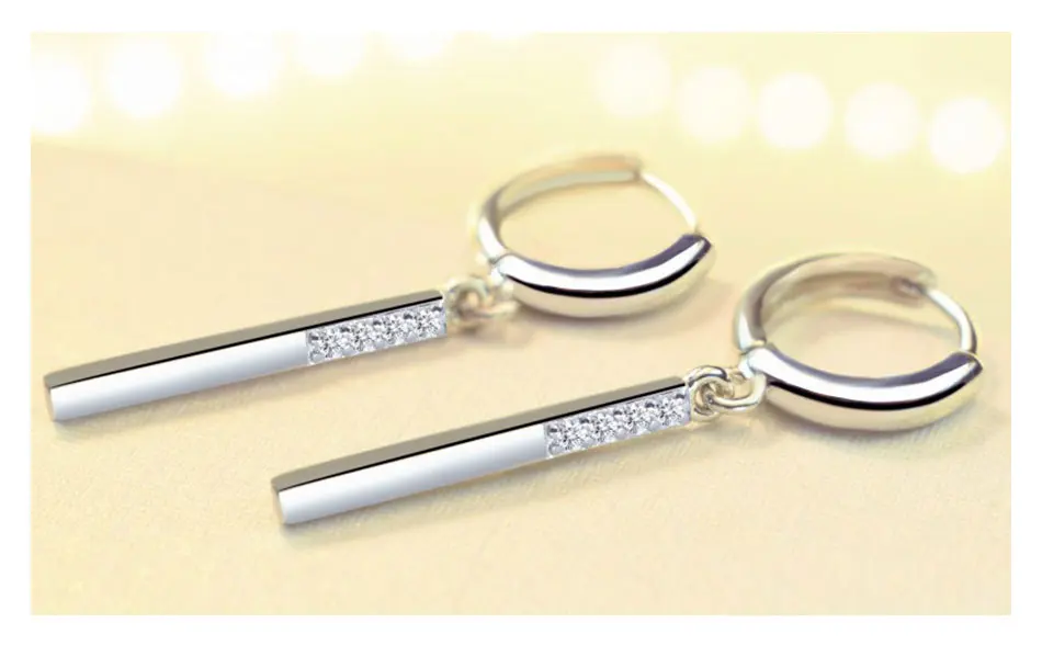 ZDADAN 925 Sterling Silver Long Drop Earrings For Women Fashion Wedding Party Jewelry Gift