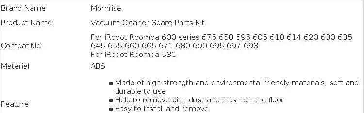For iRobot Roomba 675 650 690 600 Series Accessories Spare Parts Vacuum Cleaner Replacement Kit Bristle Side Brush HEPA FILTER