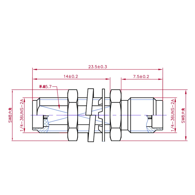 2PCS SMA Socket Connector SMA Female to SMA Female Bulkhead Connector SMA Panel Chassis Mount Connector Adapter Antenna