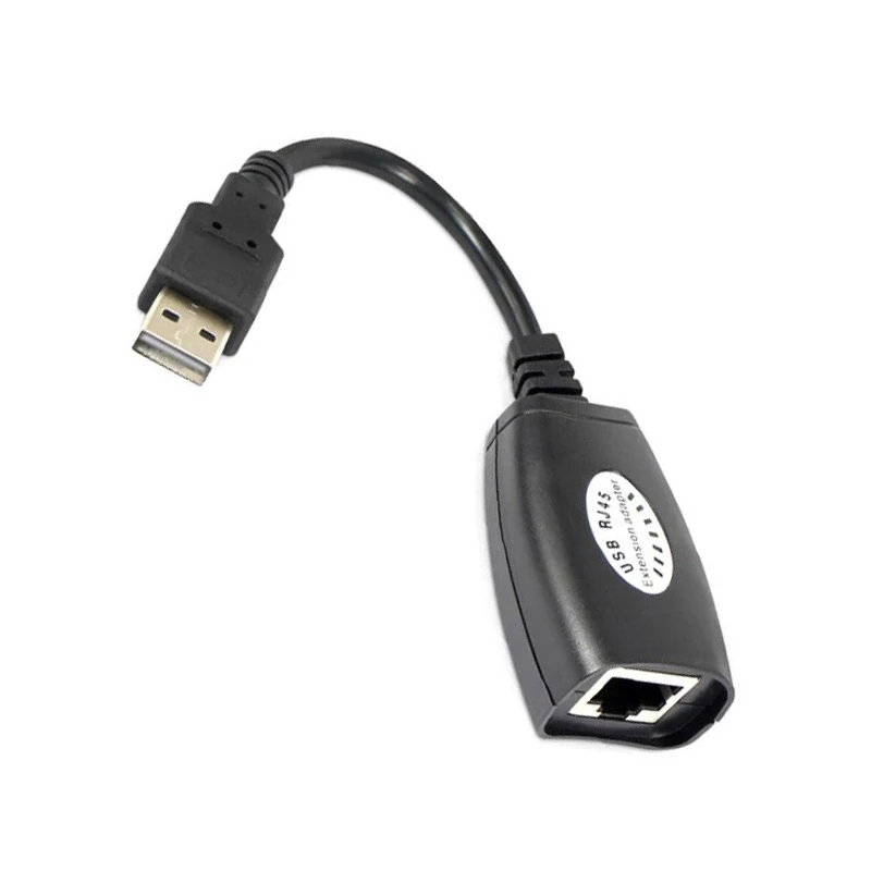 1 Pair USB to RJ45 LAN Ethernet Extension Cable Adapter 50M Distance Extender Converter Over Cat5E/6 Cord Computer Accessories