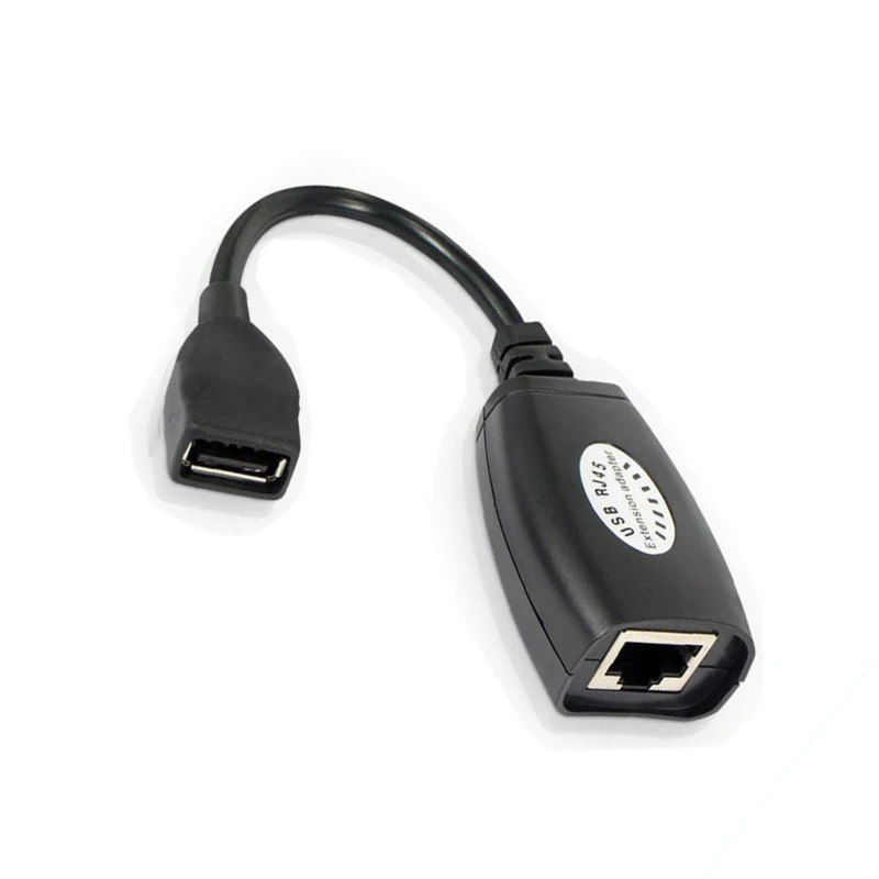 1 Pair USB to RJ45 LAN Ethernet Extension Cable Adapter 50M Distance Extender Converter Over Cat5E/6 Cord Computer Accessories