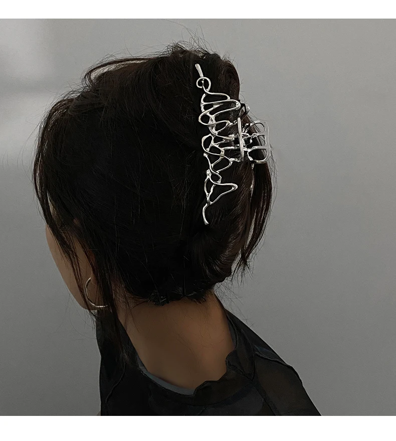 Ruoshui Woman Novelty Irregular Hairpins Punk Style Metal Silver Hair Claws Barrettes Women Hair Accessories Hair Clips Hairgrip