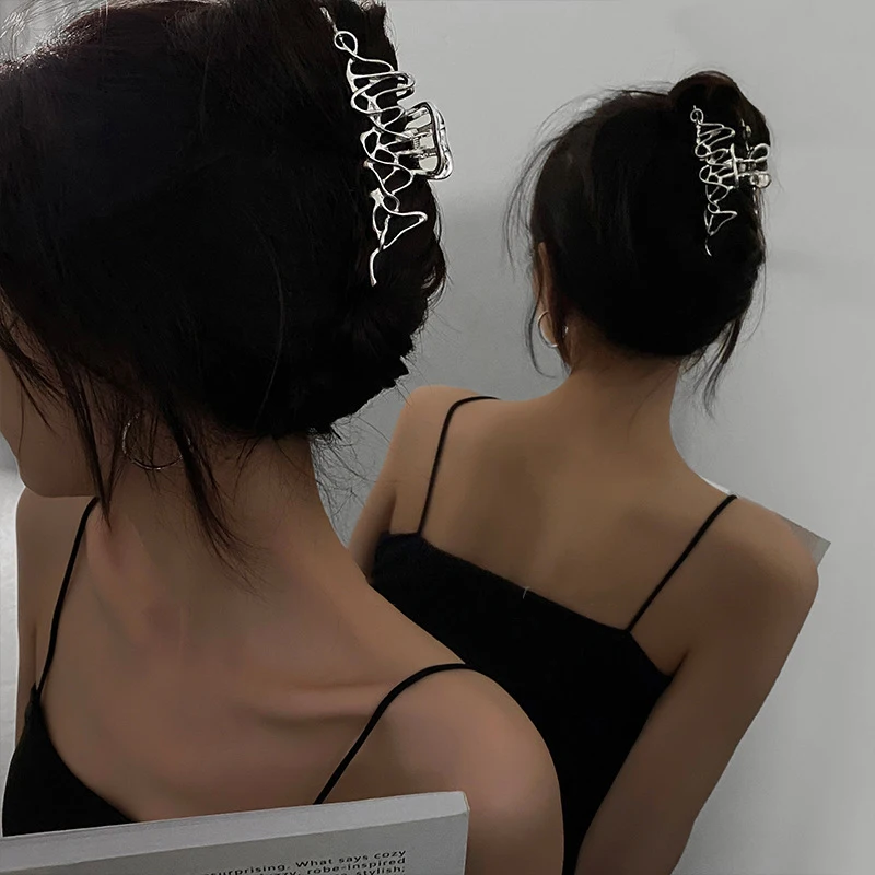 Ruoshui Woman Novelty Irregular Hairpins Punk Style Metal Silver Hair Claws Barrettes Women Hair Accessories Hair Clips Hairgrip