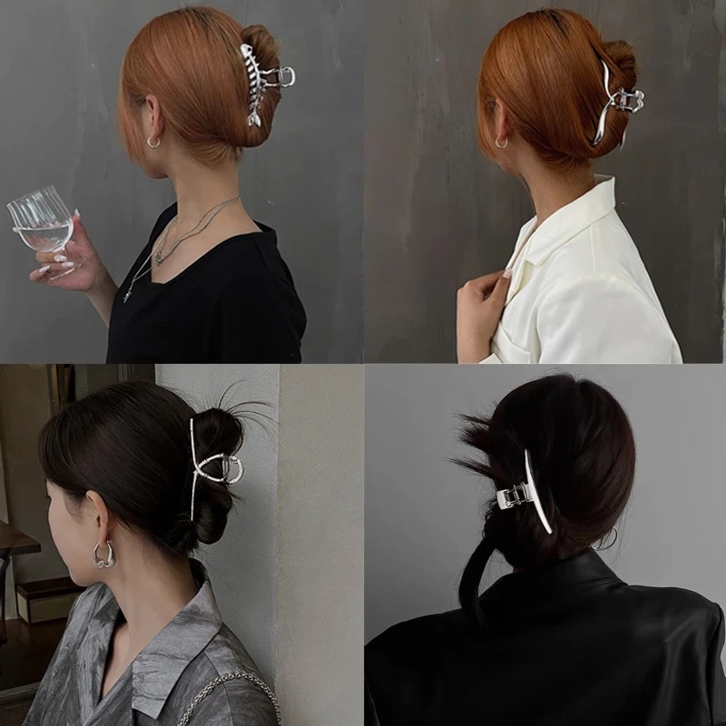 Ruoshui Woman Novelty Irregular Hairpins Punk Style Metal Silver Hair Claws Barrettes Women Hair Accessories Hair Clips Hairgrip