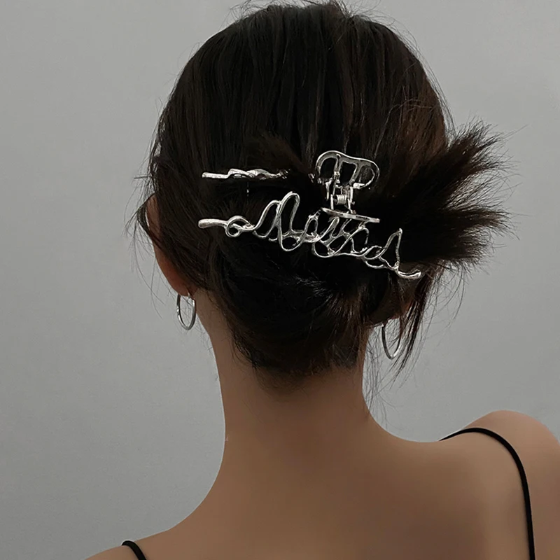 Ruoshui Woman Novelty Irregular Hairpins Punk Style Metal Silver Hair Claws Barrettes Women Hair Accessories Hair Clips Hairgrip