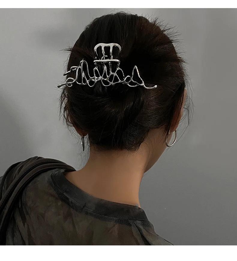 Ruoshui Woman Novelty Irregular Hairpins Punk Style Metal Silver Hair Claws Barrettes Women Hair Accessories Hair Clips Hairgrip