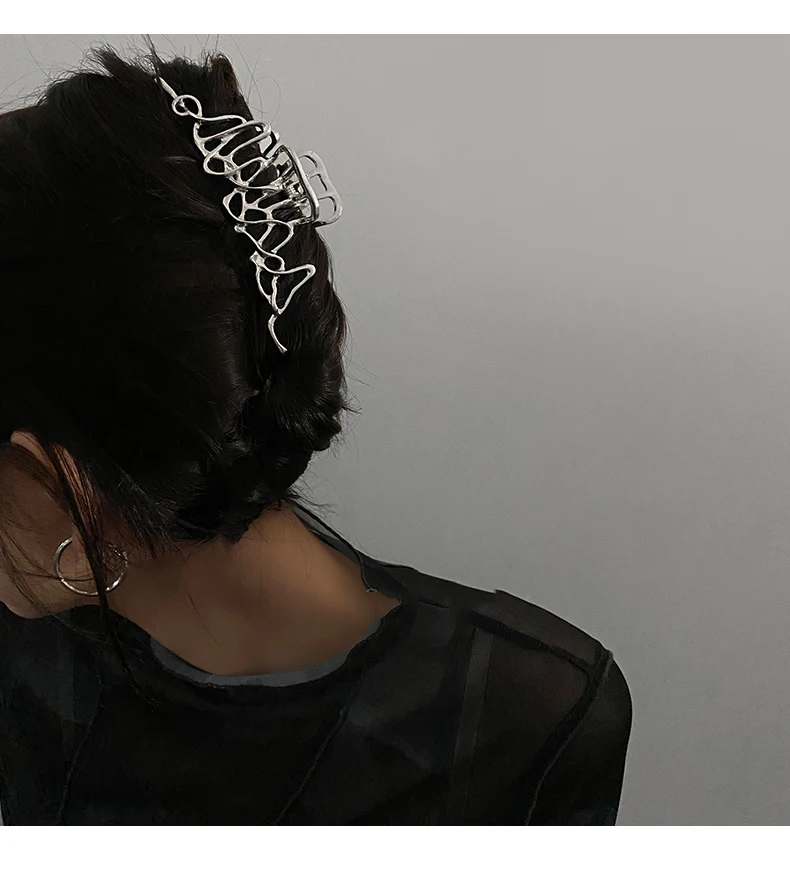 Ruoshui Woman Novelty Irregular Hairpins Punk Style Metal Silver Hair Claws Barrettes Women Hair Accessories Hair Clips Hairgrip