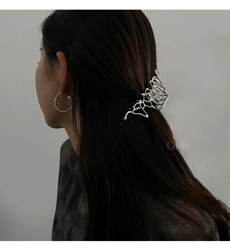 Ruoshui Woman Novelty Irregular Hairpins Punk Style Metal Silver Hair Claws Barrettes Women Hair Accessories Hair Clips Hairgrip
