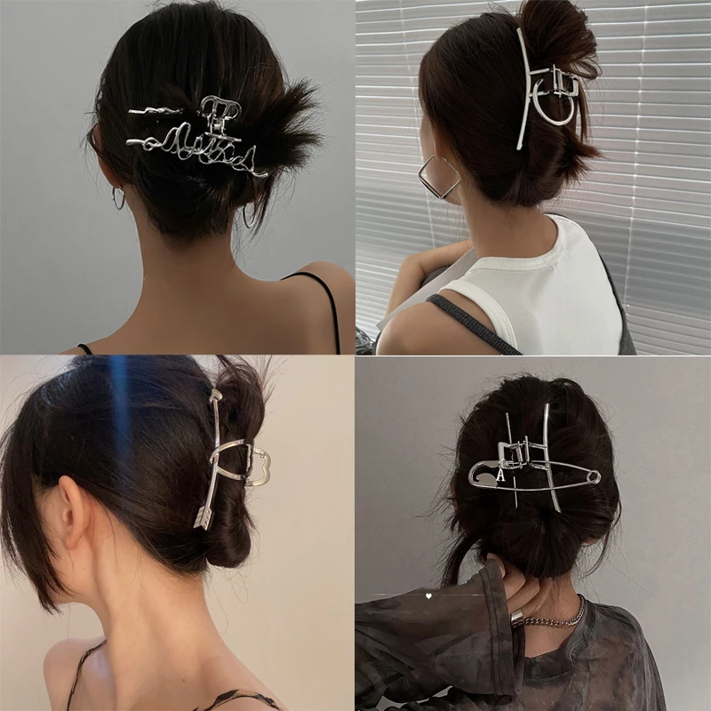 Ruoshui Woman Novelty Irregular Hairpins Punk Style Metal Silver Hair Claws Barrettes Women Hair Accessories Hair Clips Hairgrip