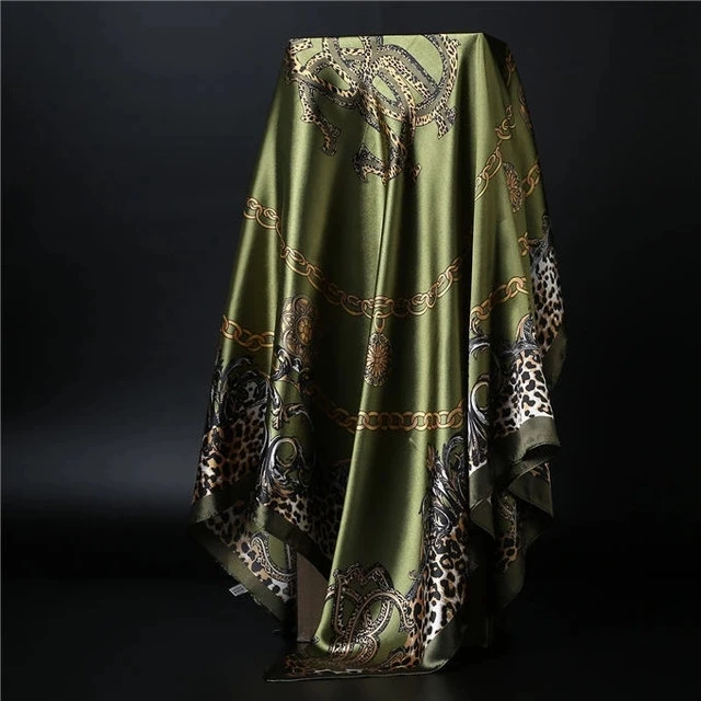 90*90cm square silk scarf Women Shawl Print Satin Hijab Female Luxury Brand Square Lady muffler coverchief bandanna pareo girl
