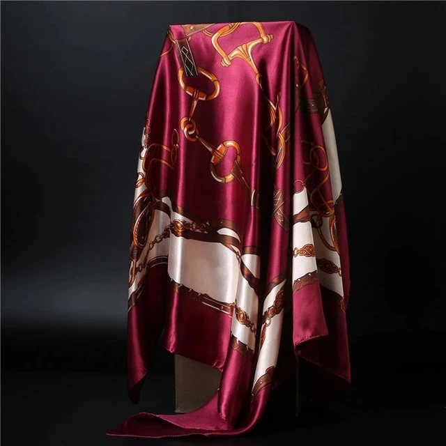 90*90cm square silk scarf Women Shawl Print Satin Hijab Female Luxury Brand Square Lady muffler coverchief bandanna pareo girl
