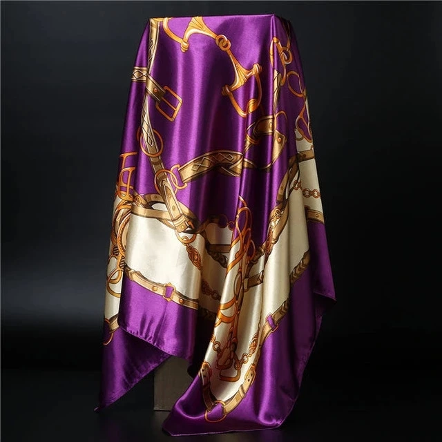 90*90cm square silk scarf Women Shawl Print Satin Hijab Female Luxury Brand Square Lady muffler coverchief bandanna pareo girl