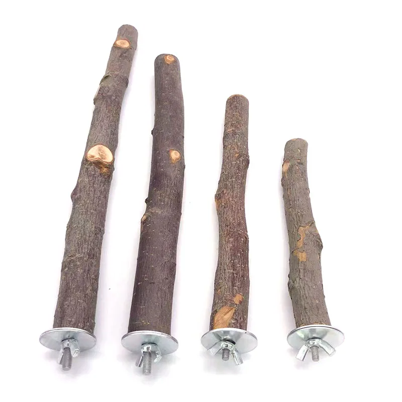 Natural Wood Pet Parrot Raw Wood Fork Tree Branch Stand Rack Squirrel Bird Hamster Branch Perches Chew Bite Toys Stick