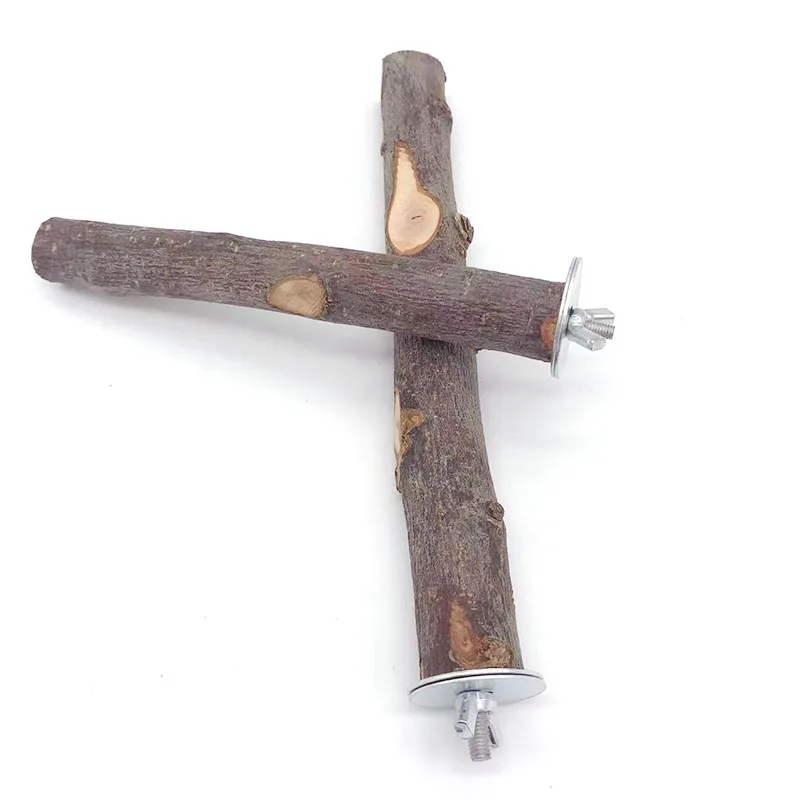 Natural Wood Pet Parrot Raw Wood Fork Tree Branch Stand Rack Squirrel Bird Hamster Branch Perches Chew Bite Toys Stick