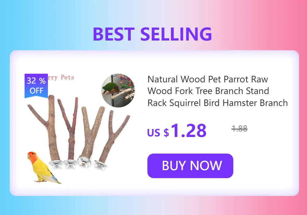 Natural Wood Pet Parrot Raw Wood Fork Tree Branch Stand Rack Squirrel Bird Hamster Branch Perches Chew Bite Toys Stick