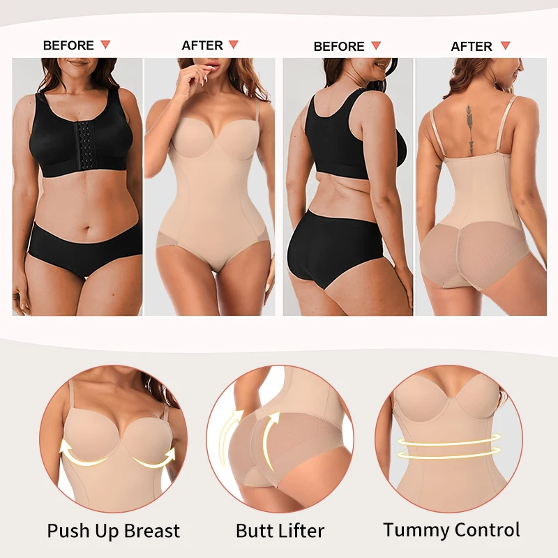 Shapewear Bodysuit for Women Tummy Control Butt Lifter Panties Waist Trainer Stomach Body Shaper Slimming Underwear Girdles