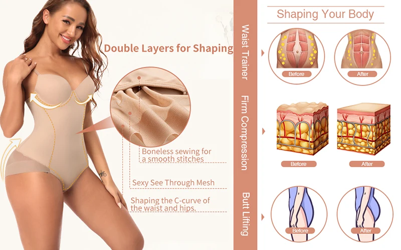 Shapewear Bodysuit for Women Tummy Control Butt Lifter Panties Waist Trainer Stomach Body Shaper Slimming Underwear Girdles