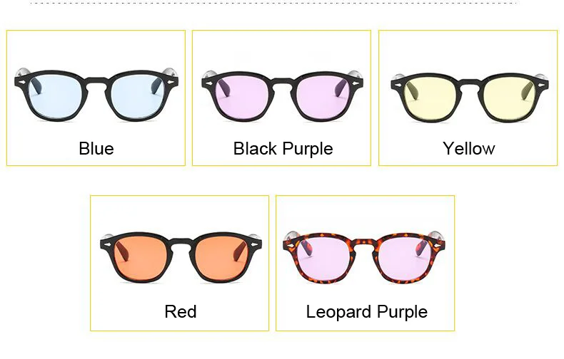 Fashion Johnny Depp Style Round Sunglasses Brand Designer Clear Candy Colors Lens Sun Glasses Male Female Vintage Oculos De Sol