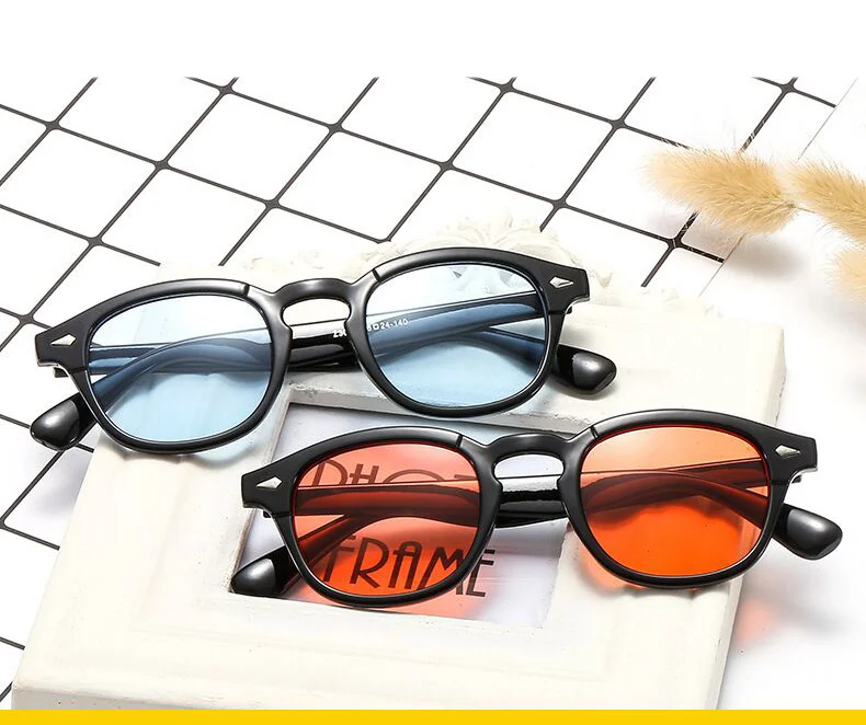 Fashion Johnny Depp Style Round Sunglasses Brand Designer Clear Candy Colors Lens Sun Glasses Male Female Vintage Oculos De Sol