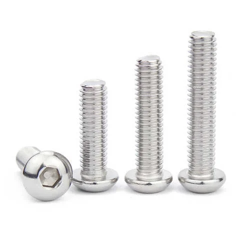 5-50pcsISO7380M2M2.5M3M4M5M6M8304A2RoundStainlessSteelorBlack10.9GradeHexSocketButtonHeadAllenBoltScrew