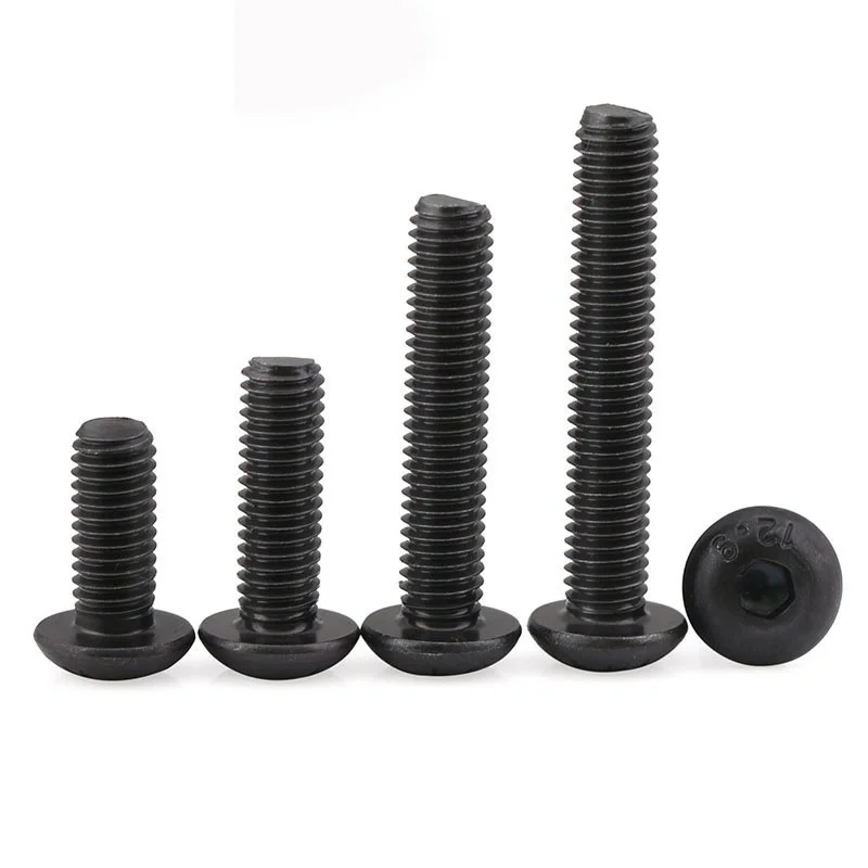 5-50pcsISO7380M2M2.5M3M4M5M6M8304A2RoundStainlessSteelorBlack10.9GradeHexSocketButtonHeadAllenBoltScrew