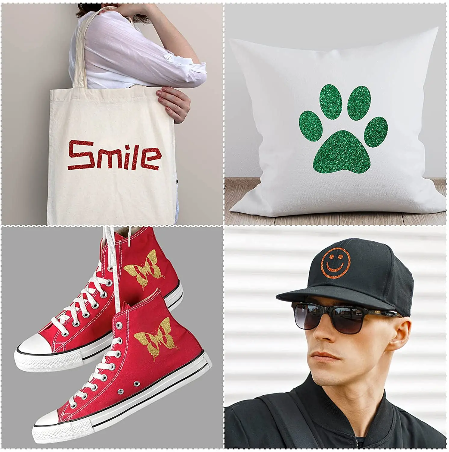 Glitter Heat Transfer Vinyl Iron On, HTV Vinyl for Shirts, Easy to Cut & Weed for Heat Vinyl Design, HTV Vinyl Roll