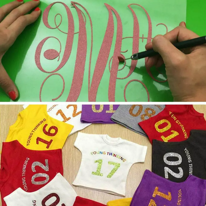 Glitter Heat Transfer Vinyl Iron On, HTV Vinyl for Shirts, Easy to Cut & Weed for Heat Vinyl Design, HTV Vinyl Roll