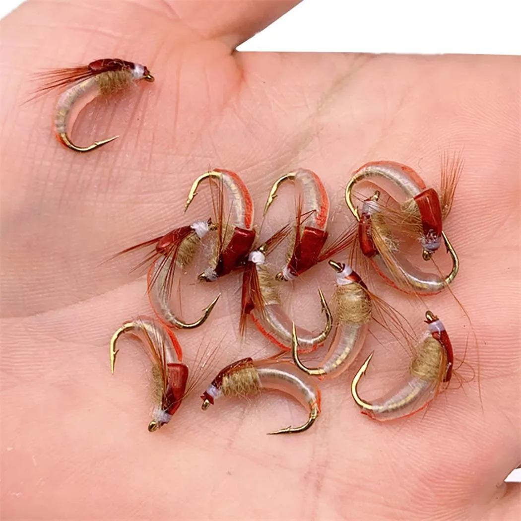 3Piece Realistic Nymph Scud Fly For Trout Fishing Artificial Insect Bait Lure Simulated Scud Worm Fishing Lure