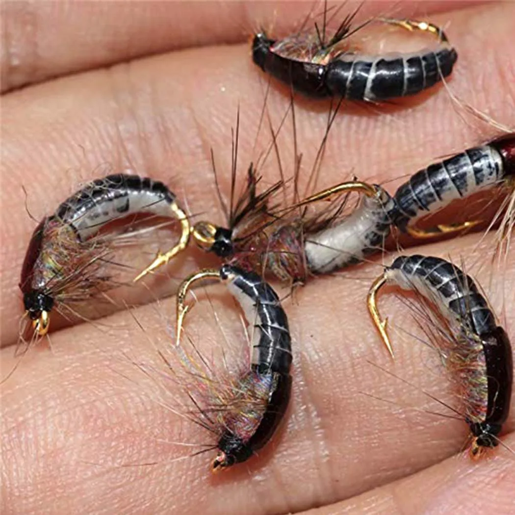 3Piece Realistic Nymph Scud Fly For Trout Fishing Artificial Insect Bait Lure Simulated Scud Worm Fishing Lure