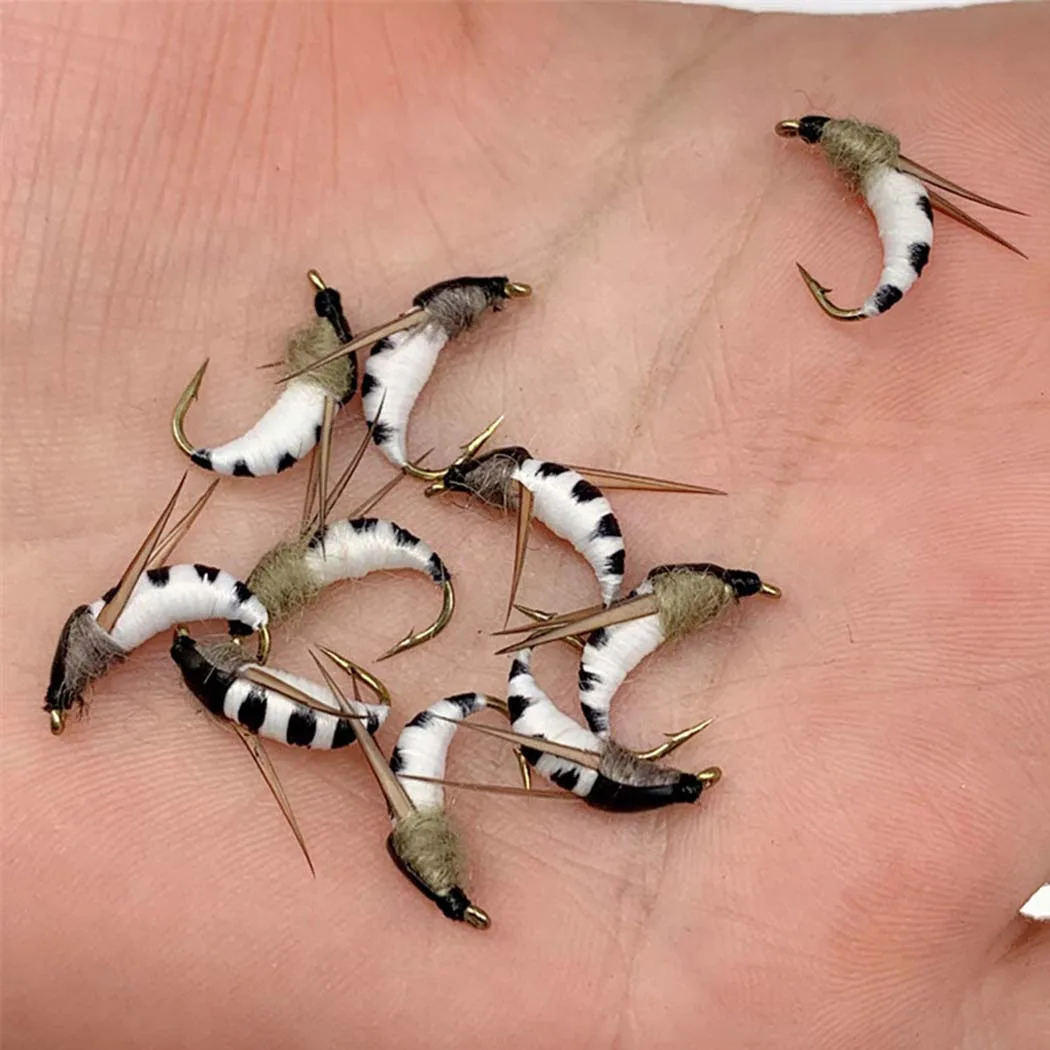 3Piece Realistic Nymph Scud Fly For Trout Fishing Artificial Insect Bait Lure Simulated Scud Worm Fishing Lure