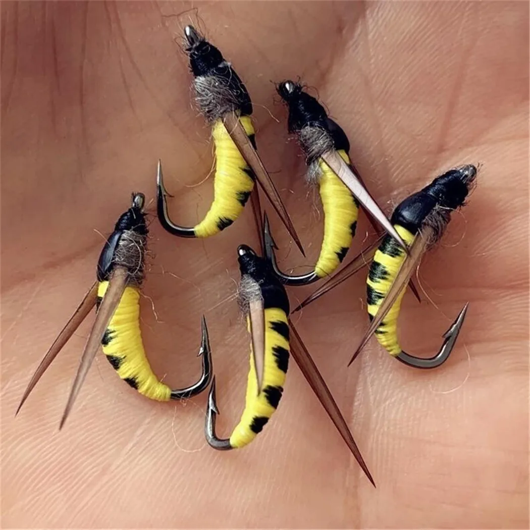3Piece Realistic Nymph Scud Fly For Trout Fishing Artificial Insect Bait Lure Simulated Scud Worm Fishing Lure