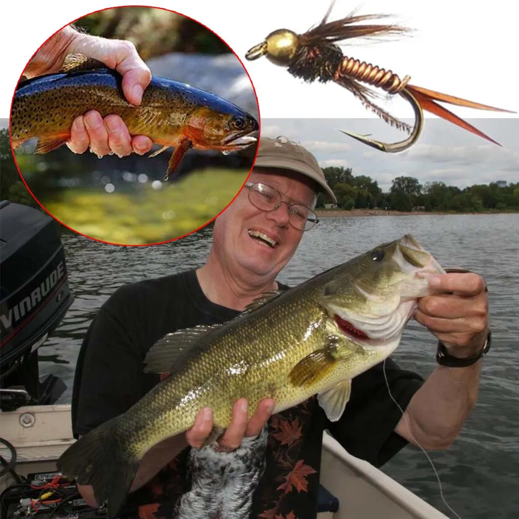3Piece Realistic Nymph Scud Fly For Trout Fishing Artificial Insect Bait Lure Simulated Scud Worm Fishing Lure