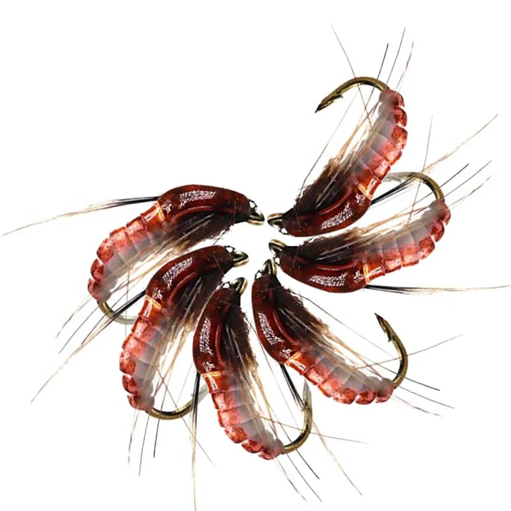 3Piece Realistic Nymph Scud Fly For Trout Fishing Artificial Insect Bait Lure Simulated Scud Worm Fishing Lure