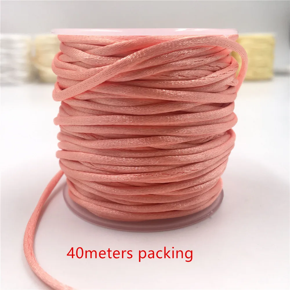 2mm Colorful Rattail Satin Cord Thread Chinese Knot Macrame Bracelet Braided String DIY Tassels Beading Thread 10-225meters