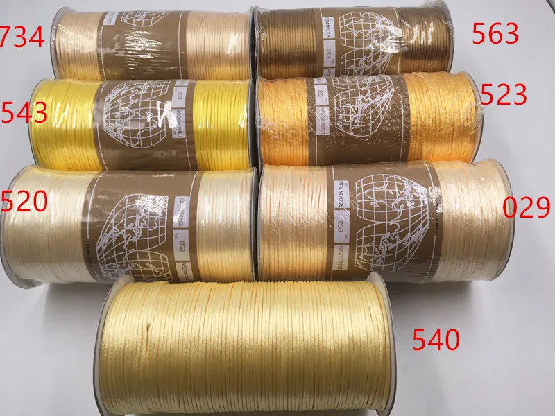 2mm Colorful Rattail Satin Cord Thread Chinese Knot Macrame Bracelet Braided String DIY Tassels Beading Thread 10-225meters