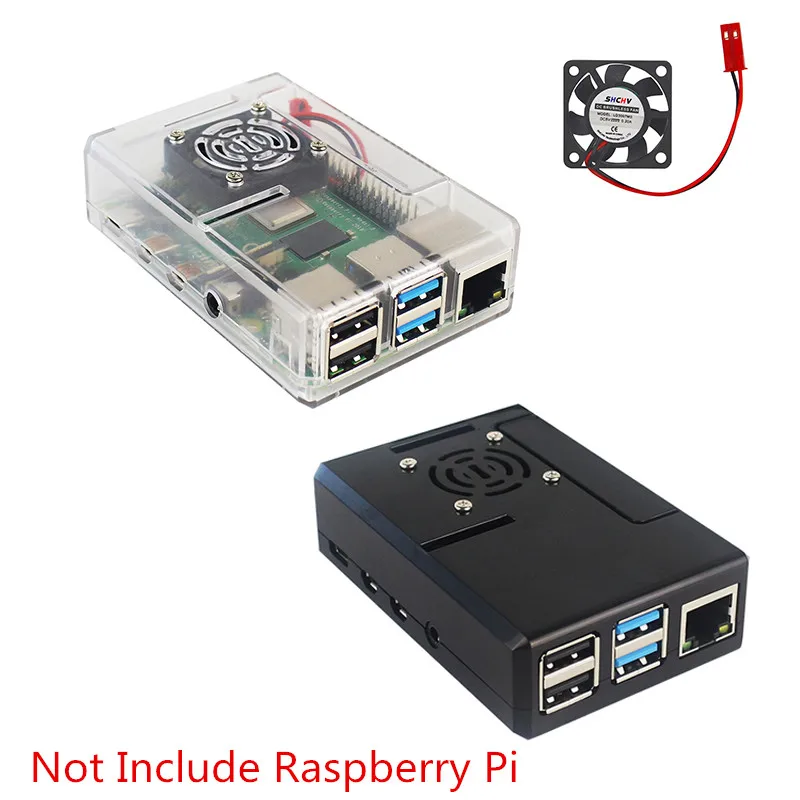 Raspberry Pi ABS Case Black Plastic Shell Removable GPIO Cover Optional With Cooling Fan For Raspberry Pi 4B
