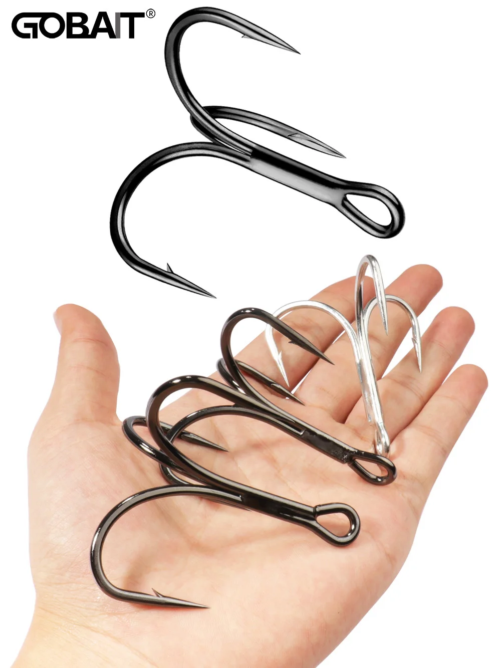 Huge Treble Hooks 4X Strong 1#-10/0# Fishhook Super Sharp Barbed Carbon Steel Anchor Tackle Round Bend Angle for Big Fish Hook