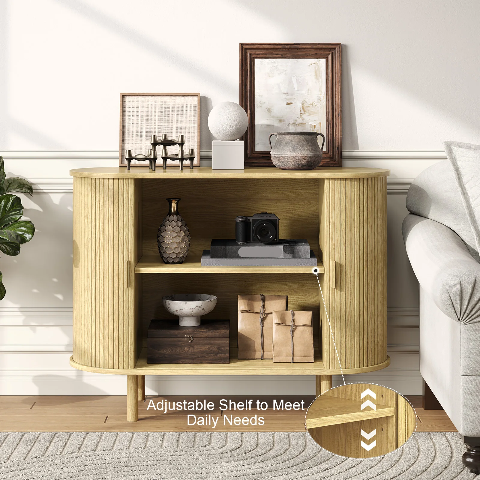 Sideboard Buffet Cabinet with Storage,40" Storage Cabinet with Sliding Door & Adjustable Shelf,Coffee Bar Cabinet Console Table