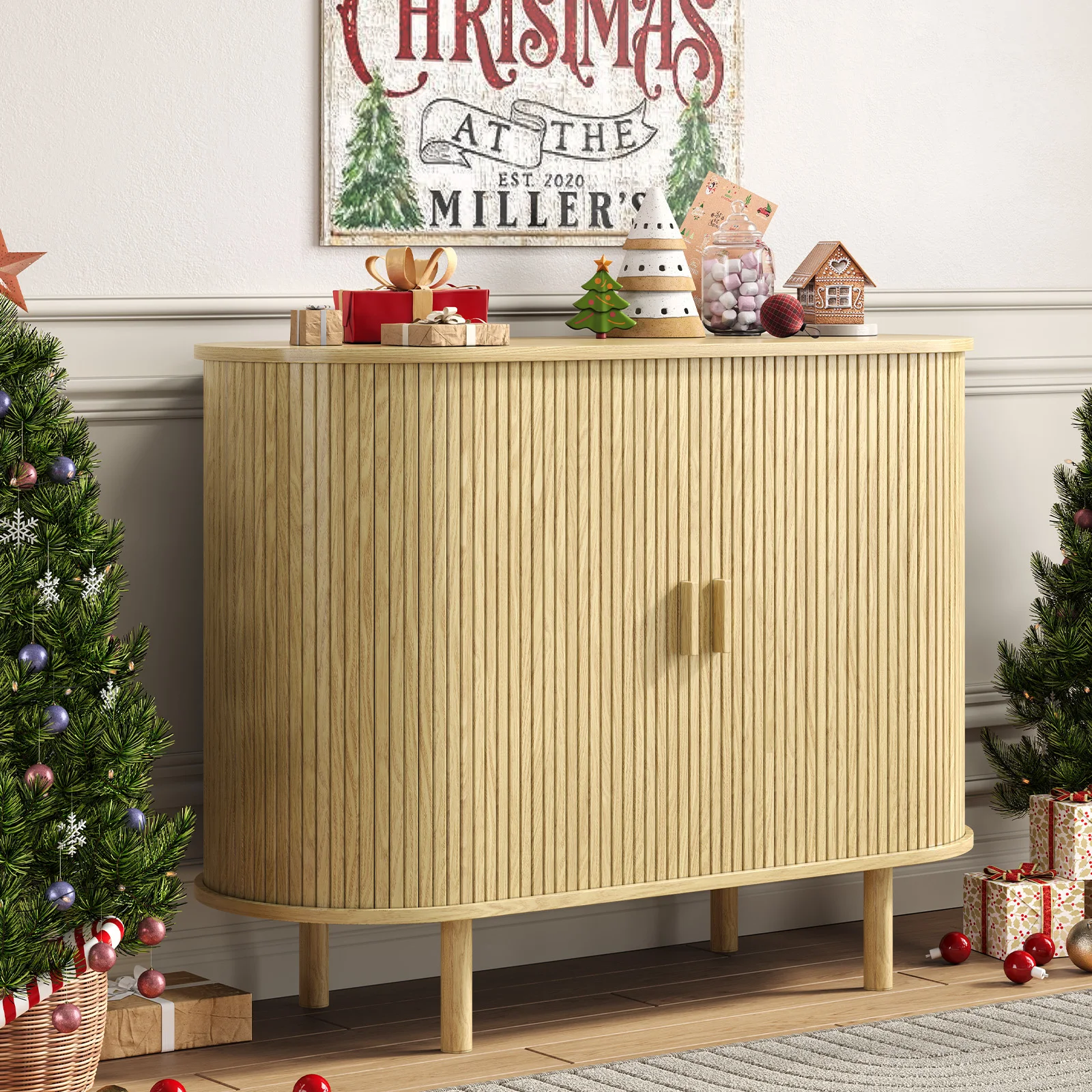 Sideboard Buffet Cabinet with Storage,40" Storage Cabinet with Sliding Door & Adjustable Shelf,Coffee Bar Cabinet Console Table