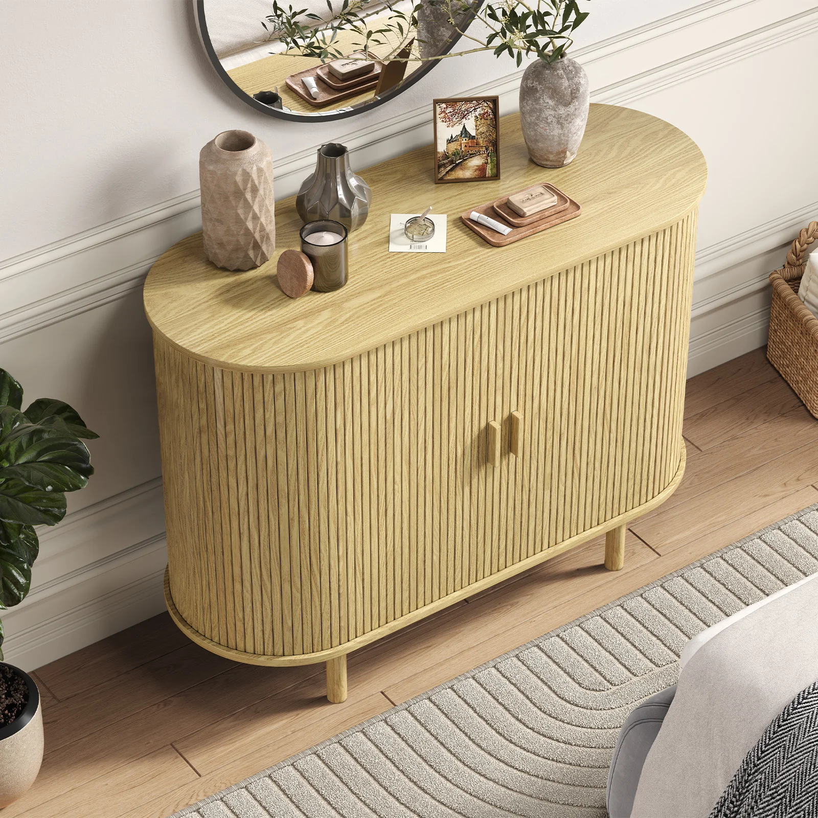Sideboard Buffet Cabinet with Storage,40" Storage Cabinet with Sliding Door & Adjustable Shelf,Coffee Bar Cabinet Console Table
