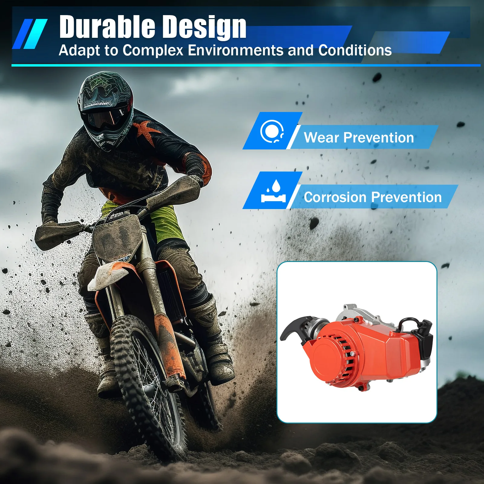 49CC 50CC 2-Stroke Pull Start Engine Motor for Mini Dirt Bike Pocket Bike ATV Scooters 2-Stroke 49CC Gasoline Engine Motor