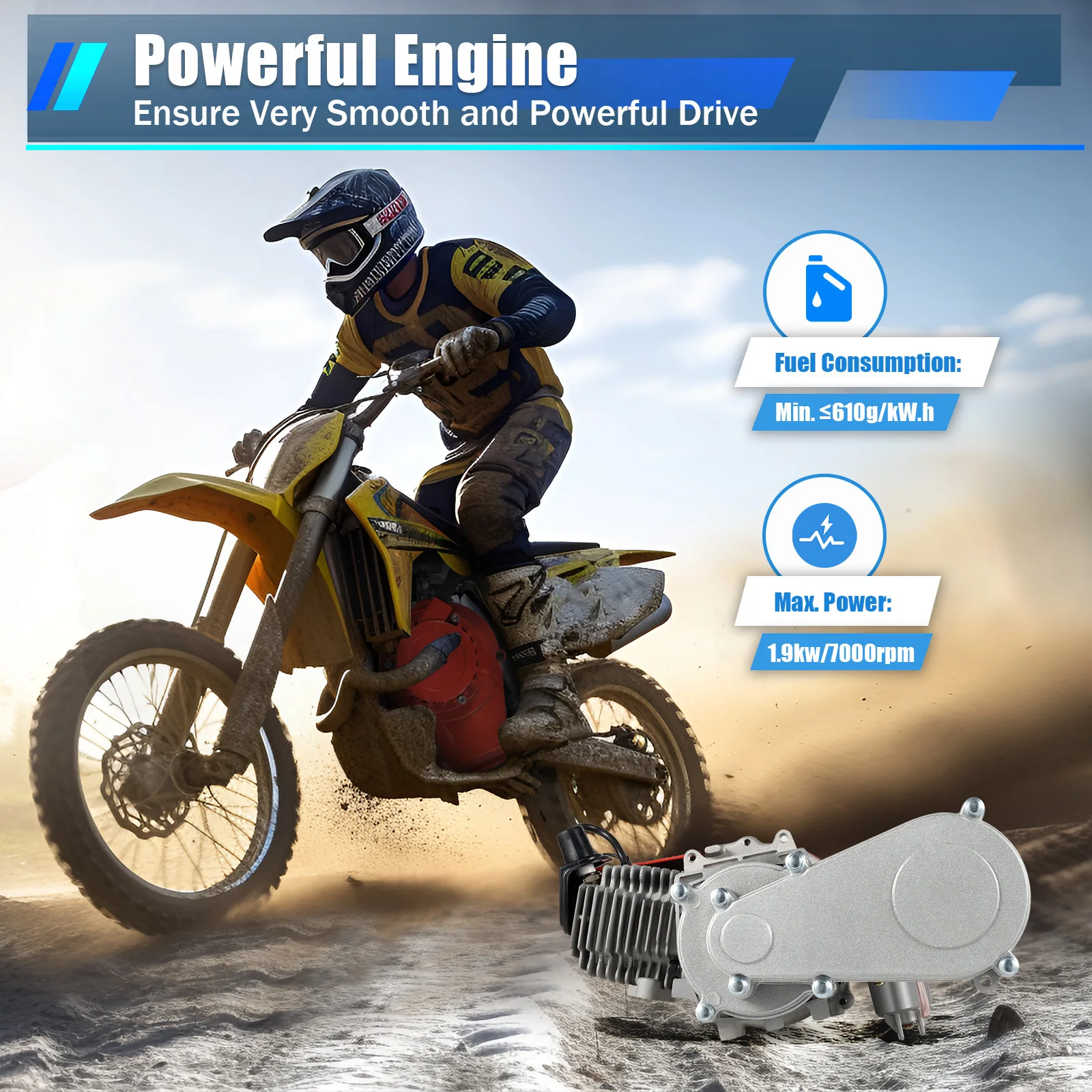 49CC 50CC 2-Stroke Pull Start Engine Motor for Mini Dirt Bike Pocket Bike ATV Scooters 2-Stroke 49CC Gasoline Engine Motor