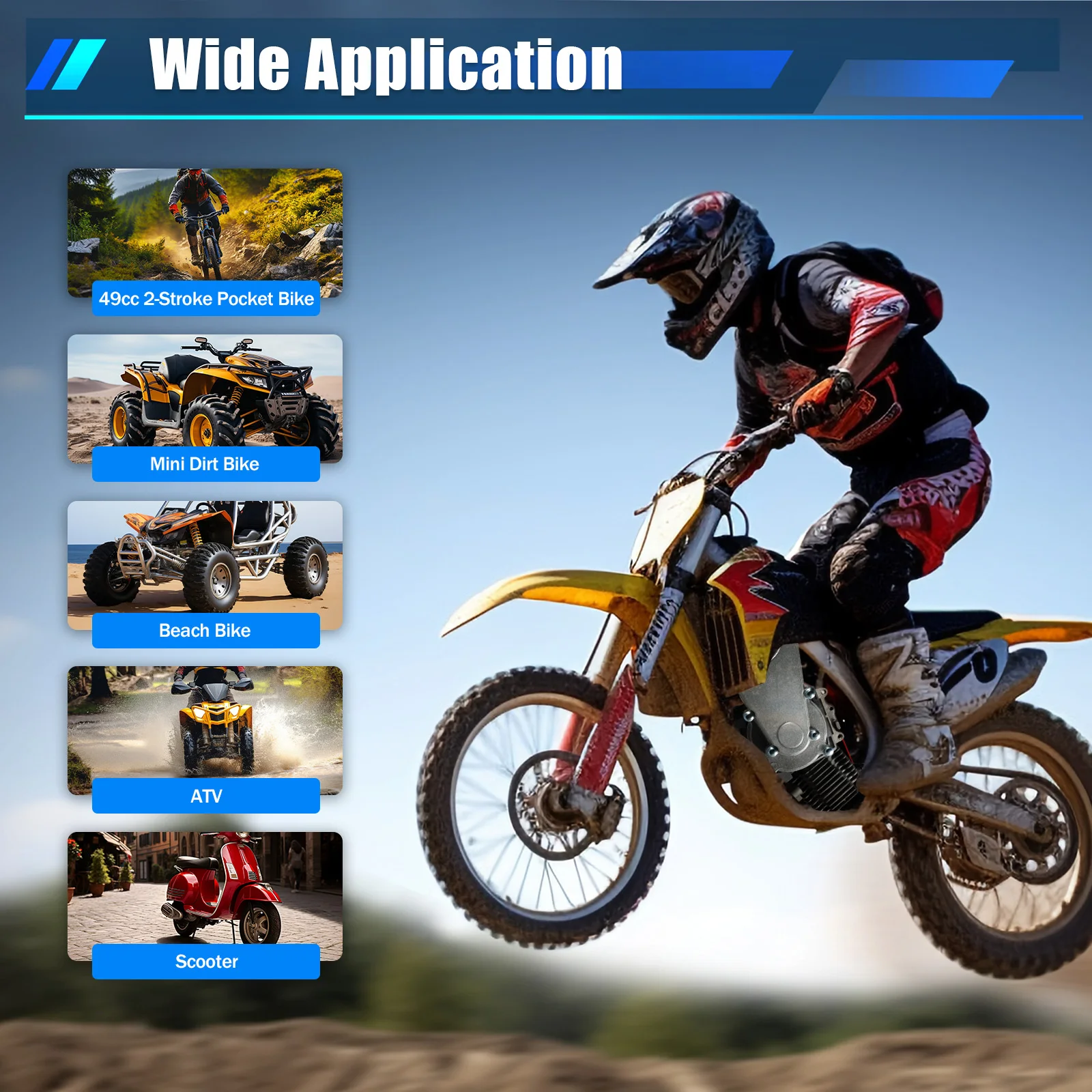49CC 50CC 2-Stroke Pull Start Engine Motor for Mini Dirt Bike Pocket Bike ATV Scooters 2-Stroke 49CC Gasoline Engine Motor