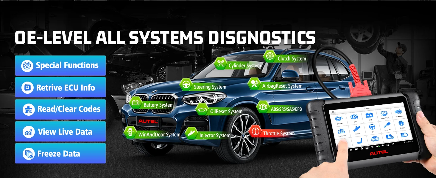 Autel MaxiCheck MX808S OBD2 Scanner Car Bi-directional Diagnostic Tools OE All Systems Diagnostic 28+ Services Same as MK808S
