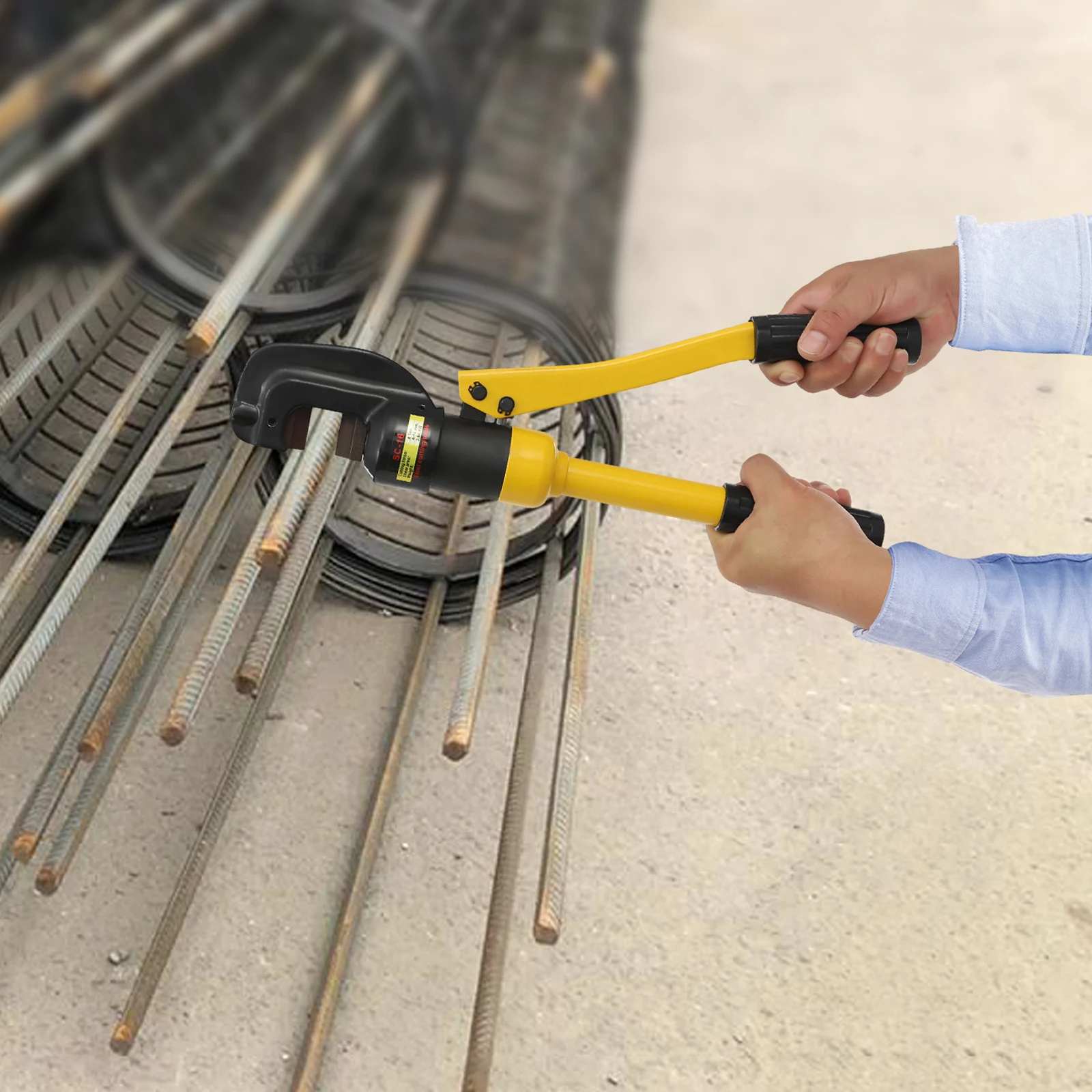 Hydraulic Rebar Cutter Large Pliers Threaded Steel Bolt Cutters Construction Cutter Clamp Hydraulic Scissors 8Ton/17637Ibs